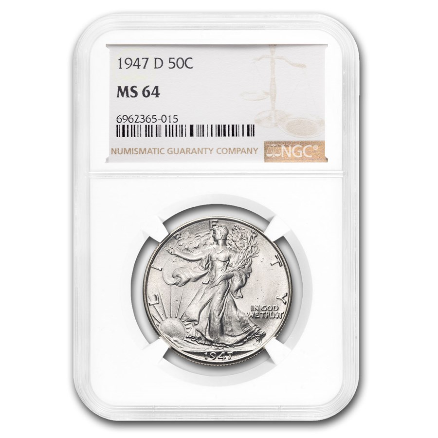 1947-D Walking Liberty Half Dollar MS-64 NGC