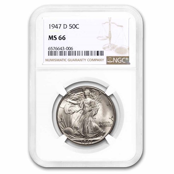 1947-D Walking Liberty Half Dollar MS-66 NGC 1947-D Walking Liberty Half Dollar MS-66 NGC
