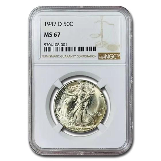 1947-D Walking Liberty Half Dollar MS-67 NGC 1947-D Walking Liberty Half Dollar MS-67 NGC