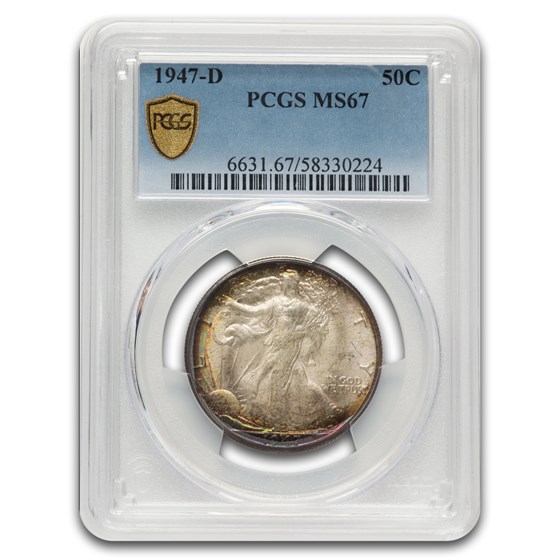 1947-D Walking Liberty Half Dollar MS-67 PCGS (Toned)