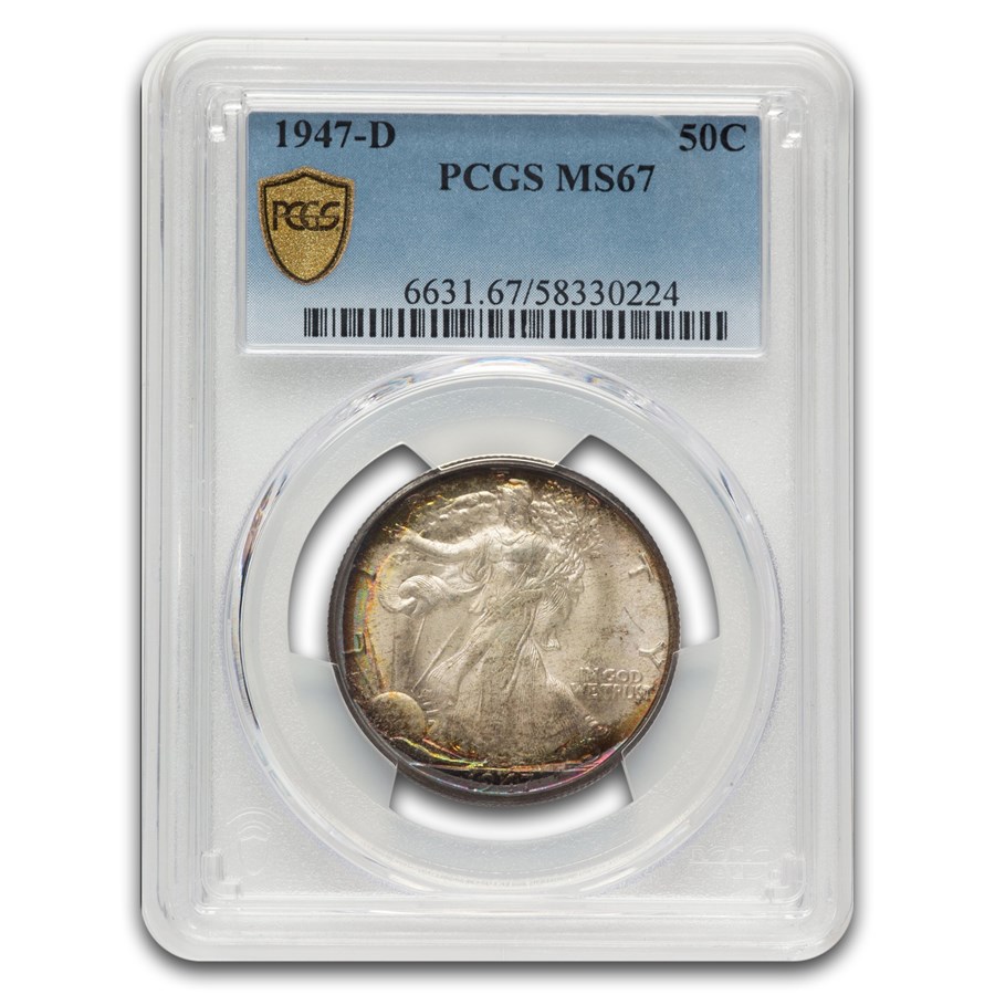 1947-D Walking Liberty Half Dollar MS-67 PCGS (Toned)