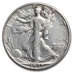 1947-D Walking Liberty Halves 20-Coin Roll Avg Circ