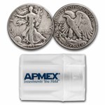 1947-D Walking Liberty Halves 20-Coin Roll Avg Circ