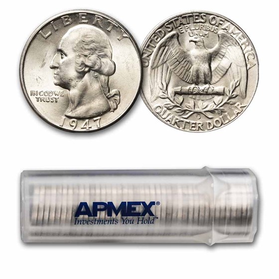 1947-D Washington Quarter 40-Coin Roll BU 1947-D Washington Quarter 40-Coin Roll BU