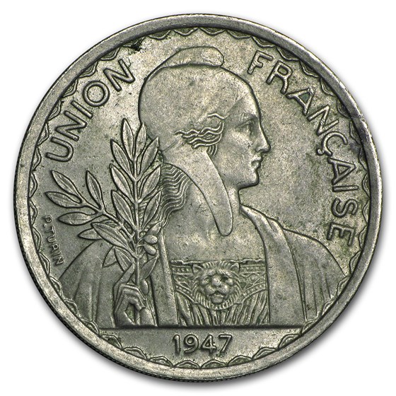 1947 French Indo-China One Piastre XF/AU 1947 French Indo-China One Piastre XF/AU