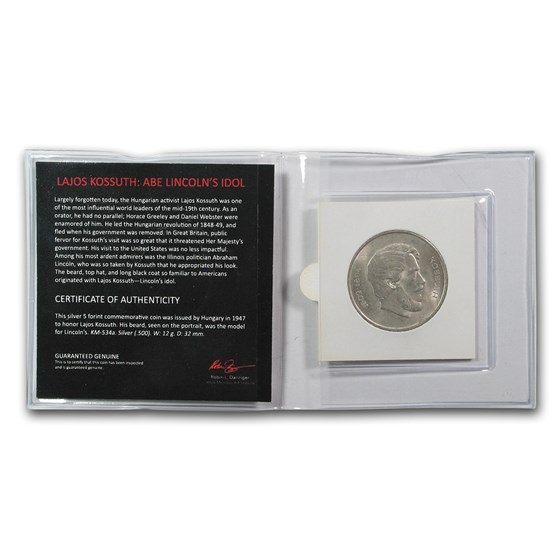 1947 Hungary Silver 5 Forint Lincoln's Idol: Lajos Kossuth Album 1947 Hungary Silver 5 Forint Lincoln's Idol: Lajos Kossuth Album