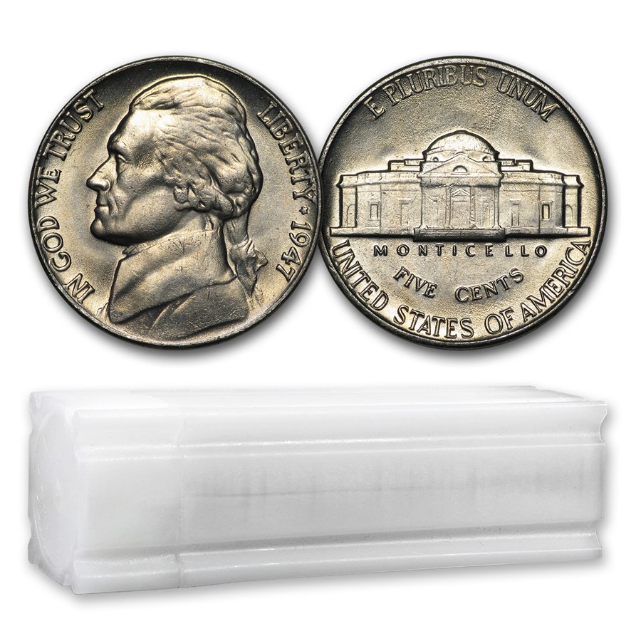 1947 Jefferson Nickel 40-Coin Roll BU