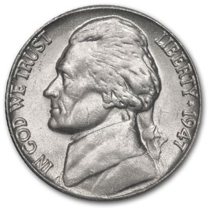 1947 Jefferson Nickel BU