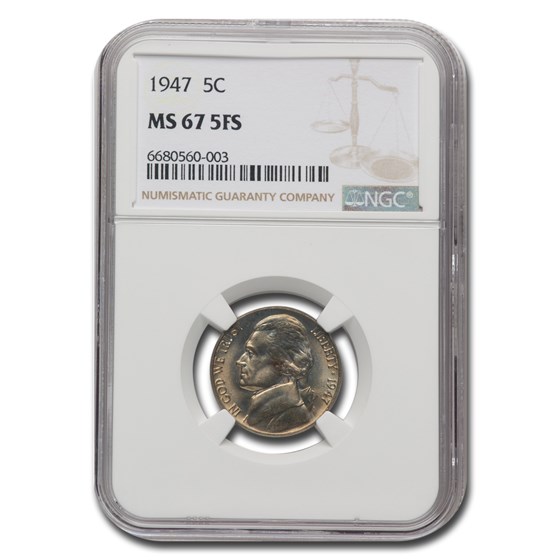 1947 Jefferson Nickel MS-67 NGC (5FS) 1947 Jefferson Nickel MS-67 NGC (5FS)