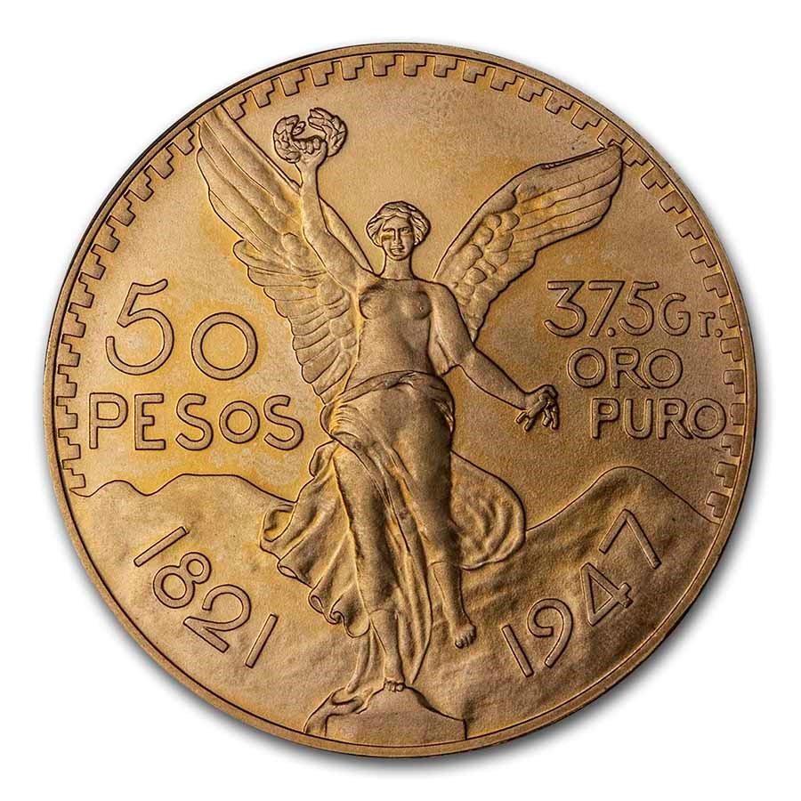 1947 Mexico Gold 50 Pesos BU