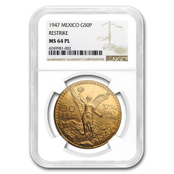 1947 Mexico Gold 50 Pesos MS-64 PL NGC 1947 Mexico Gold 50 Pesos MS-64 PL NGC