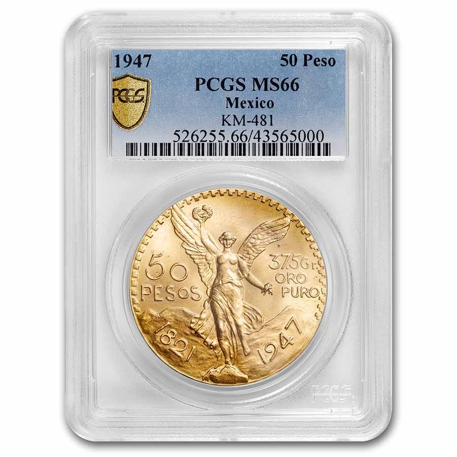1947 Mexico Gold 50 Pesos MS-66 PCGS
