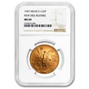 1947 Mexico Gold 50 Pesos MS-69 NGC (New Dies Restrike)