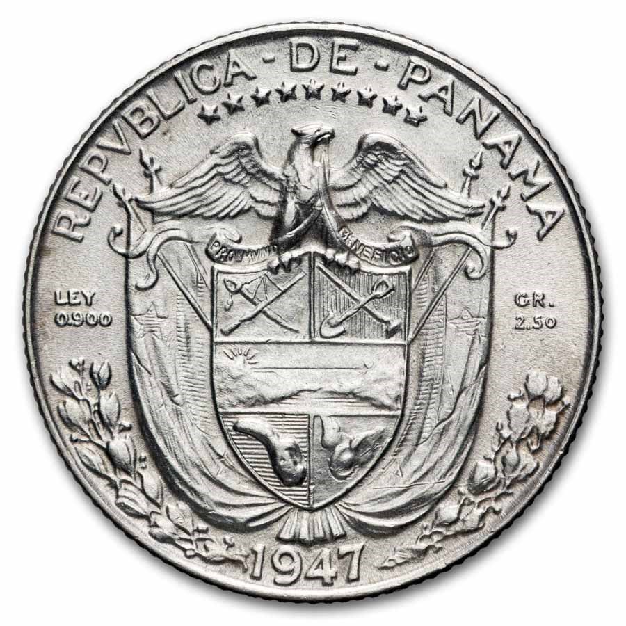 1947 Panama Silver 1/10 Balboa BU