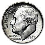1947 Roosevelt Dime 50-Coin Roll BU