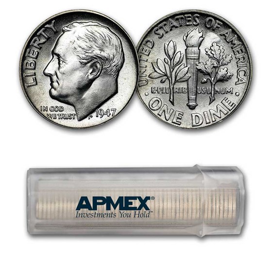 1947 Roosevelt Dime 50-Coin Roll BU 1947 Roosevelt Dime 50-Coin Roll BU
