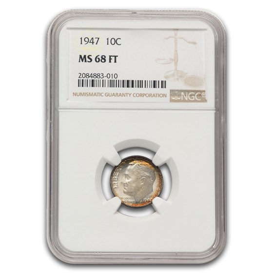 1947 Roosevelt Dime MS-68 NGC (Full Torch)