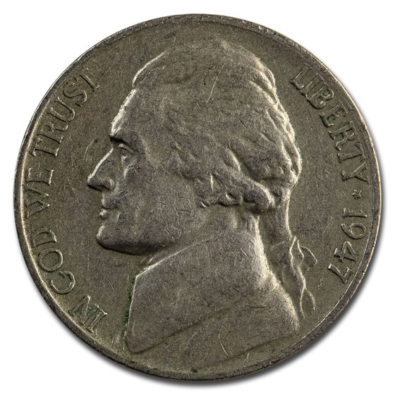 1947-S Jefferson Nickel Avg Circ 1947-S Jefferson Nickel Avg Circ