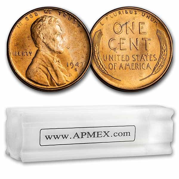 1947-S Lincoln Cent 50-Coin Roll BU