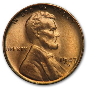 1947-S Lincoln Cent BU (Red)