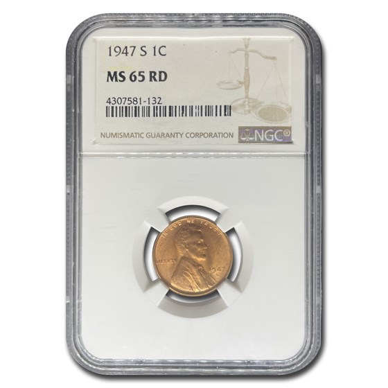 1947-S Lincoln Cent MS-65 NGC (Red) 1947-S Lincoln Cent MS-65 NGC (Red)
