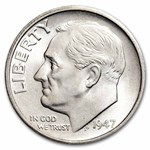1947-S Roosevelt Dime 50-Coin Roll BU