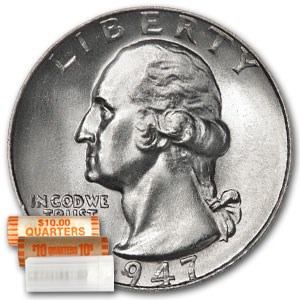 1947-S Washington Quarter 40-Coin Roll BU 1947-S Washington Quarter 40-Coin Roll BU