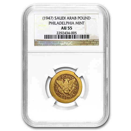 Buy 1947 Saudi Arabia Gold Pound ARAMCO U.S. Mint AU-55 NGC | APMEX