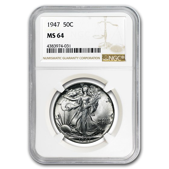 1947 Walking Liberty Half Dollar MS-64 NGC 1947 Walking Liberty Half Dollar MS-64 NGC