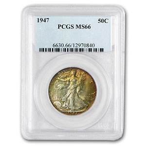 1947 Walking Liberty Half MS-66 PCGS (Mint Set Toning) 1947 Walking Liberty Half MS-66 PCGS (Mint Set Toning)