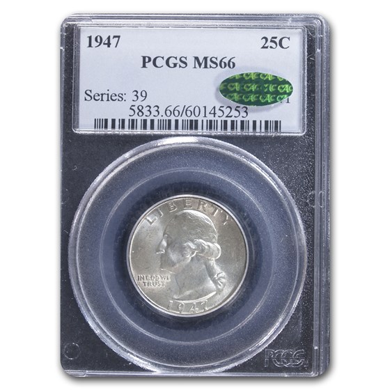 1947 Washington Quarter MS-66 PCGS CAC 1947 Washington Quarter MS-66 PCGS CAC