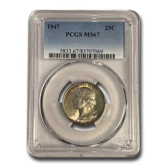1947 Washington Silver Quarter Mint State-67 PCGS 1947 Washington Silver Quarter Mint State-67 PCGS