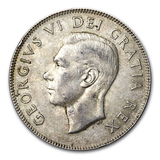 1948-1952 Canada Silver 50 Cents George VI Avg Circ 1948-1952 Canada Silver 50 Cents George VI Avg Circ