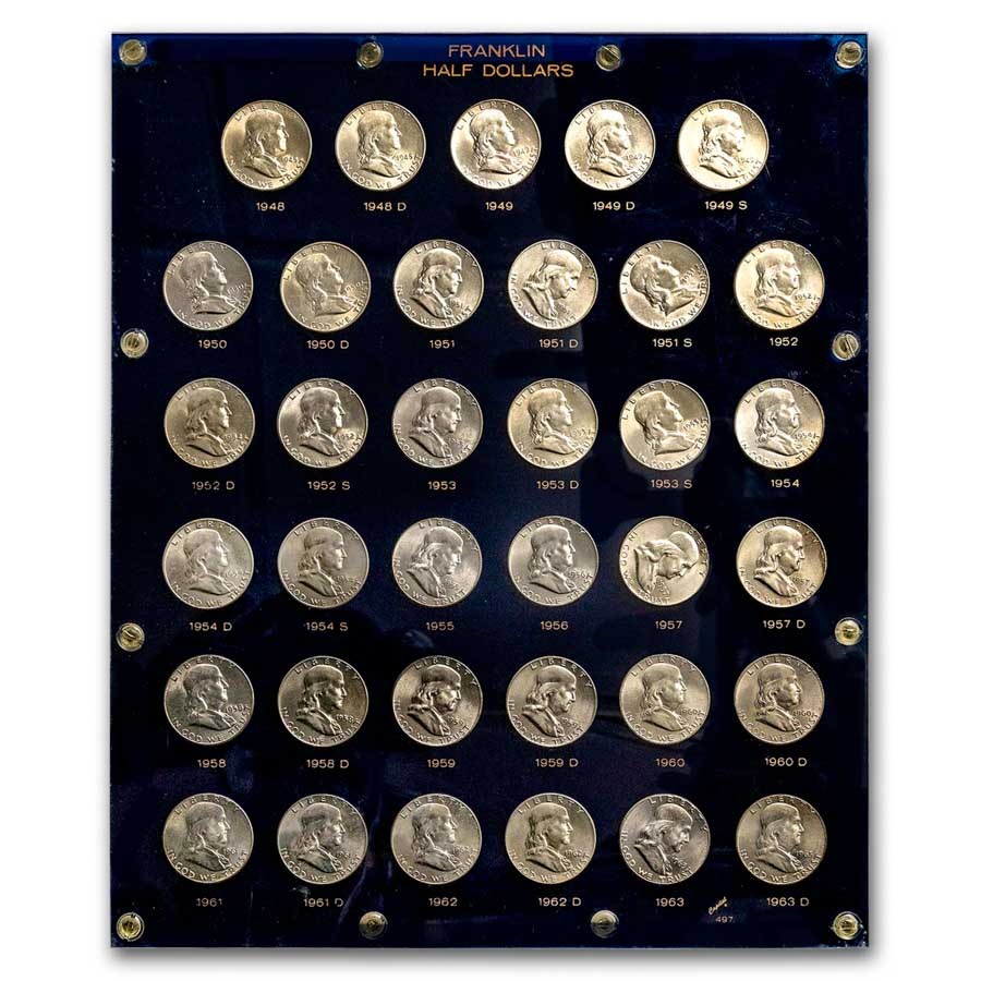1948-1963 Franklin Half Dollar BU Set (Capital Plastic)