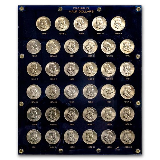 1948-1963 Franklin Half Dollar BU Set (Capital Plastic) 1948-1963 Franklin Half Dollar BU Set (Capital Plastic)