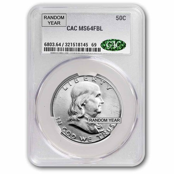 1948-1963 Franklin Half Dollar MS-64 CACG (Random, FBL)