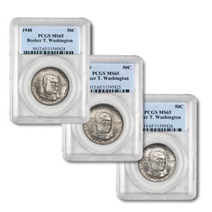 1948 3-pc Booker T. Washington P,D & S Half Set MS-65 PCGS 1948 3-pc Booker T. Washington P,D & S Half Set MS-65 PCGS