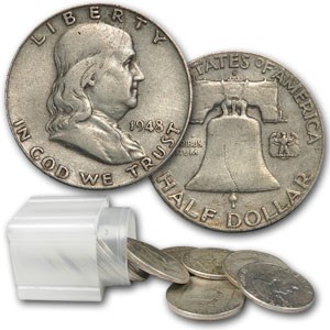 1948-D Franklin Half Dollar 20-Coin Roll Avg Circ 1948-D Franklin Half Dollar 20-Coin Roll Avg Circ