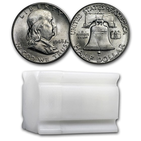 1948-D Franklin Half Dollar 20-Coin Roll BU 1948-D Franklin Half Dollar 20-Coin Roll BU