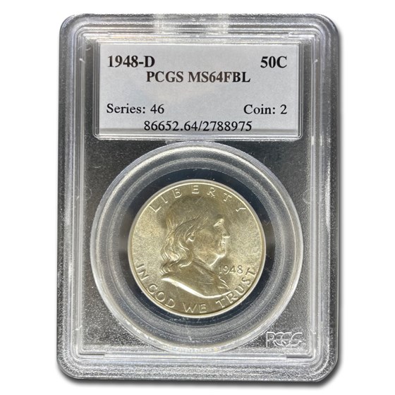 1948-D Franklin Half Dollar MS-64 PCGS (FBL) 1948-D Franklin Half Dollar MS-64 PCGS (FBL)