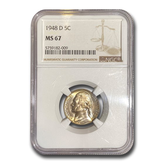 1948-D Jefferson Nickel MS-67 NGC 1948-D Jefferson Nickel MS-67 NGC