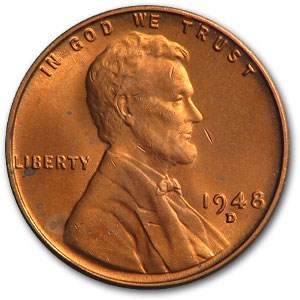 1948-D Lincoln Cent BU (Red) 1948-D Lincoln Cent BU (Red)