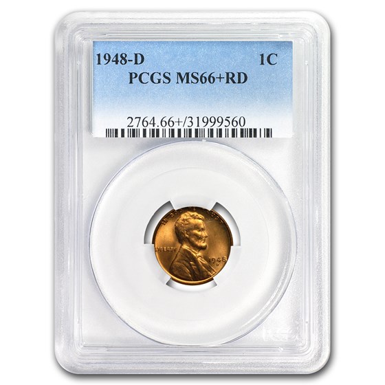 1948-D Lincoln Cent MS-66+ PCGS (Red) 1948-D Lincoln Cent MS-66+ PCGS (Red)