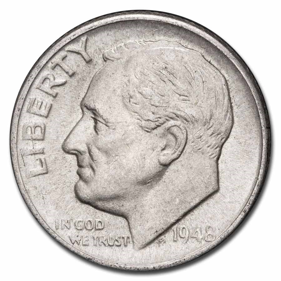 1948-D Roosevelt Dime AU