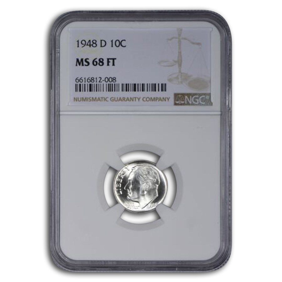 1948-D Roosevelt Dime MS-68 NGC (Full Torch)
