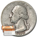 1948-D Washington Quarter 40-Coin Roll Avg Circ
