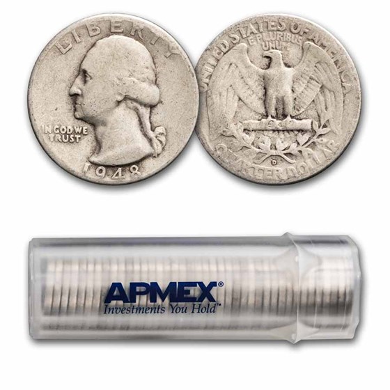 1948-D Washington Quarter 40-Coin Roll Avg Circ 1948-D Washington Quarter 40-Coin Roll Avg Circ