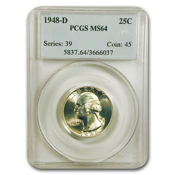 1948-D Washington Quarter MS-64 PCGS 1948-D Washington Quarter MS-64 PCGS