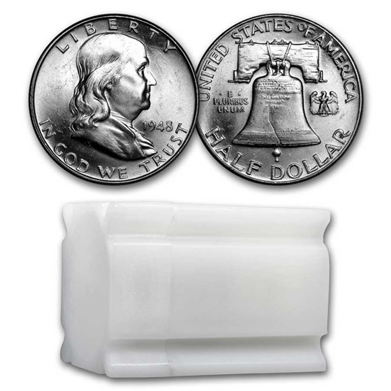 1948 Franklin Half Dollar 20-Coin Roll BU 1948 Franklin Half Dollar 20-Coin Roll BU