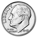 1948 Roosevelt Dime 50-Coin Roll BU